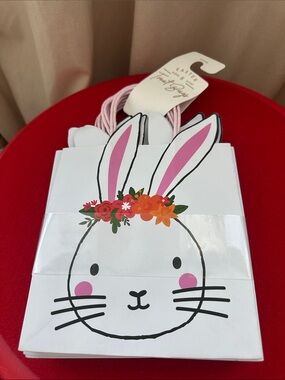 White Bunny Kids Gift Bag with Pink Accents